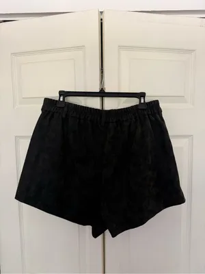 NWT Free People Roma Black Vegan Suede Shorts High Waist Black Size Medium thumbnail 6