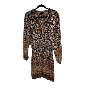 Anthropologie Current Air Alyce Brown Floral Mini Dress thumbnail 3