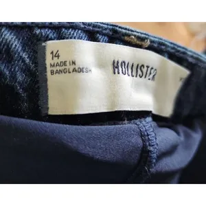 Hollister Denim Mini Skirt‎ Womens Size 14 Blue Raw Hem Five Pocket Casual Chic thumbnail 6