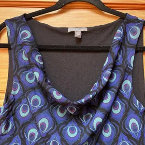 VTG Y2K Womens Blue Peacock Feather Sheer Mesh Babydoll Tank Top Size Small Boho thumbnail 3