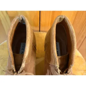 Steve Madden Jasperr Cognac Leather Lace Up Booties Womens 9 Stacked Heel thumbnail 9