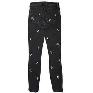 Abercrombie & Fitch‎ Black Embroidered High Rise Skinny Ankle Jean 26/2 Long thumbnail 2