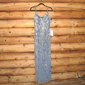 NWT Mac Duggal 5477 Womens Floral Embellished Scoop Neck Evening Gown Dress thumbnail 6