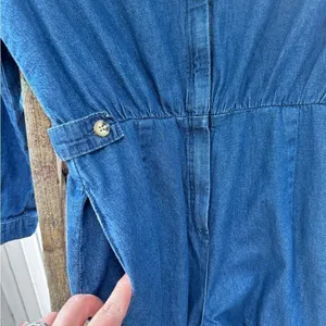 NWOT Rare ASOS Denim Jean Jumpsuit Romper with front zipper and button detail thumbnail 8