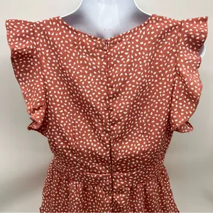 Pink and Orange Flutter Sleeve Smocked Mini Dress thumbnail 8