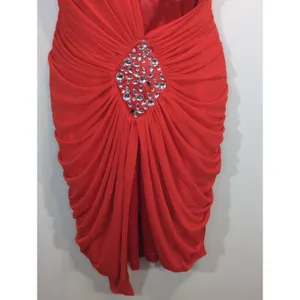 Qurio by Aggie Strapless‎ Cocktail Dress Red Crystal Embellished Womens Large thumbnail 3