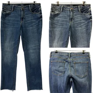 Ana Straight Leg Raw Hem Mid Rise Medium Wash Blue Jeans Womens 12 thumbnail 4