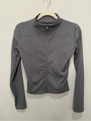 Gray‎ Full Zip Fitted Athletic Workout Jacket Size Medium Gray thumbnail 1