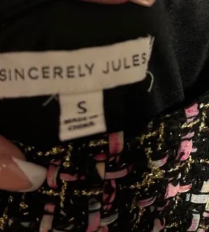 Sincerely Jules black & pink tweed mini dress Size S #twee #party thumbnail 4