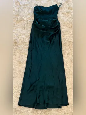 NWOT Betsy & Adam strapless mixed media green gown Sz 4 thumbnail 4