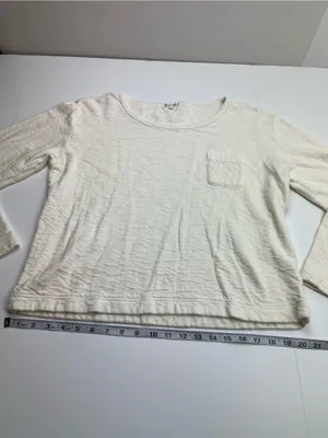 Alex Mill 100% Cotton Cream Long‎ Sleeve Top Pocket Womens Size Large Minimalist thumbnail 8
