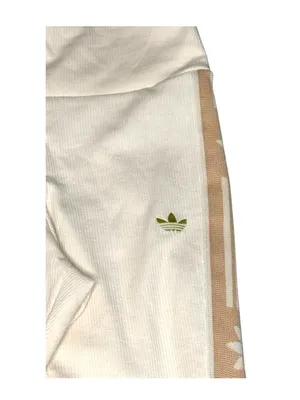 new adidas Originals ミ Ski Chic Flared Rib Retro 3 Stripe Leggings ミ Oatmeal ミ M thumbnail 7