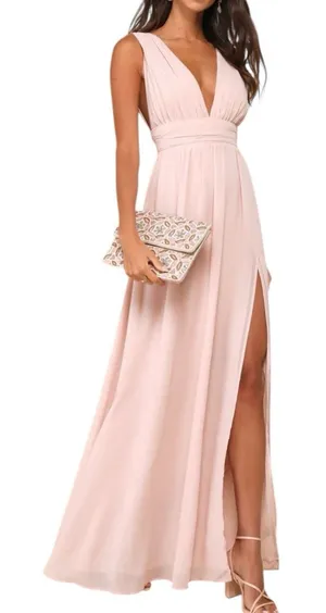 Lulus Heavenly Hues Blush Maxi Dress Size Medium thumbnail 1