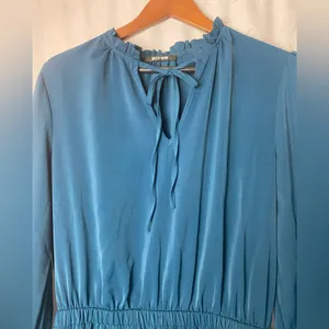 Boho Feminine Tiered Teal Mini Dress Feminine Free Spirit BTFBM ruffle L thumbnail 3