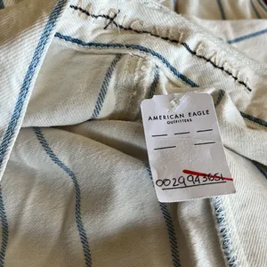 Nwt American Eagle Outfitters Blue White Striped High Rise Mom Jeans thumbnail 7