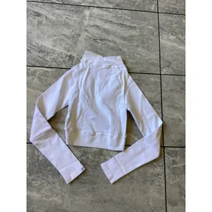 Joja NWOT Womens White Seamless Quarter Zip Long Sleeve Cropped Athletic Top XS thumbnail 8