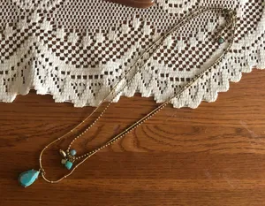 Faux Gold and Turquoise Linked Adjustable Layering Necklaces thumbnail 1