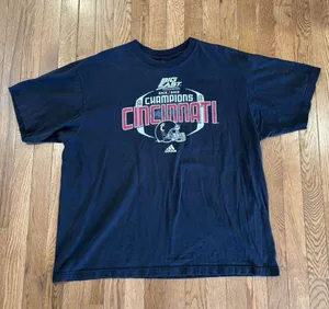 Adidas Cincinnati Bearcats Football Y2K 08-09 Back to Back Big East Champs Black T-Shirt thumbnail 1