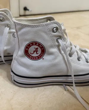 University of Alabama Crimson Tide White High-Top Converse Sneakers 7.5 - Flaw thumbnail 1