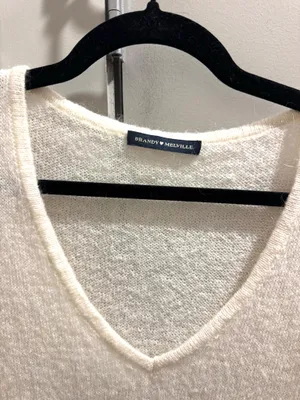 John Galt Brandy Melville White Cameron Cropped Sweater thumbnail 2