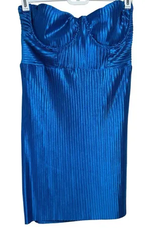 Hello‎ Molly Plisse Lovers Blue Mini Dress Pleats Strapless Homecoming Size 8 thumbnail 1
