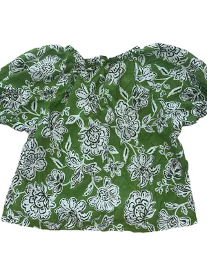 ROSE + OLIVE Green Floral Puff Sleeve Blouse - Size XL thumbnail 4