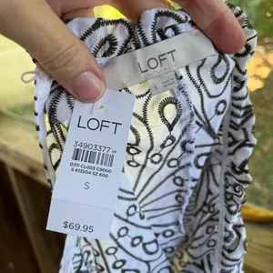 LOFT Women's Brown And White Geometric Print Flutter Sleeve Blouse Size S. NEW thumbnail 7