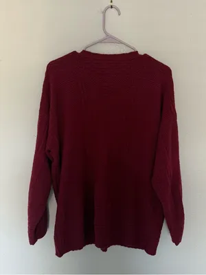 90s Burgundy Oversized Cozy Sweater Meg Ryan Vibes thumbnail 4