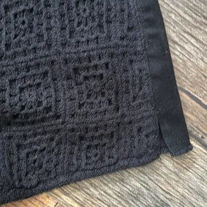 Vanilla Star Black Boho Denim Shorts with Granny Square Crochet Design Size 29/9 thumbnail 3