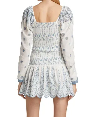 Boutique Blue and White Smocked Mini Dress thumbnail 2