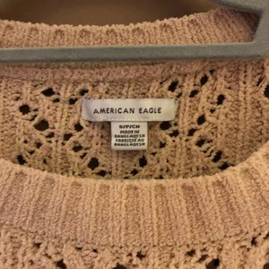 American Eagle chenille Pointelle cropped‎ sweater tan size small thumbnail 3