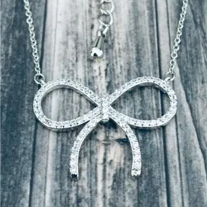 Elegant Silver Bow Necklace thumbnail 5