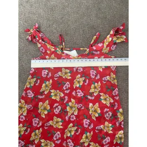 MIKEN Swim Cover-Up Dress 1X Poppy Red Citrus Floral Tie Straps Sheer‎ thumbnail 4