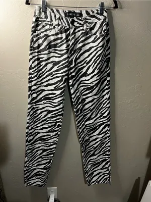 Lioness Top Model Zebra Stripe Black White Baggy Jeans thumbnail 2