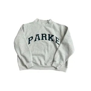 PARKE Cities Varsity Mock Neck Pullover Sweatshirt New York Grey Green RARE L/XL thumbnail 2