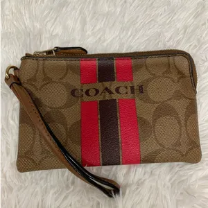 COACH Brown Coated Canvas Wristlet thumbnail 1