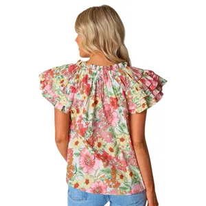 Camisa Con Estampados De Flores Para Mujer Talla Xs Marca Buddy Y Love Algodón thumbnail 2