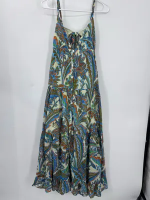 House of Harlow 1960 Green Blue Orange Paisley Lined Dress 100% cotton thumbnail 4