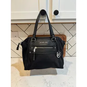 Michael Kors Gilmore satchel black nylon leather-trimmed shoulder bag casual thumbnail 2