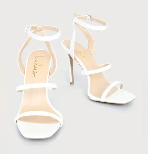 Lulus Leticiya White Ankle-Strap High Heel Sandals thumbnail 1