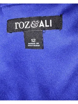 Roz & Ali Royal Blue Lace Sheath Midi Dress Size 12 Short Sleeve thumbnail 7