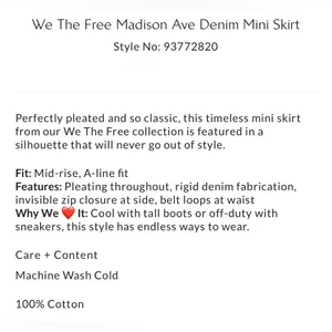 NWT we the free people Madison Ave denim mini skirt sz 31 wandering eyes 29 30 thumbnail 3