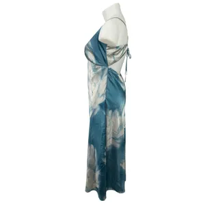 NEW Abercrombie & Fitch Julia Blue Floral Tie Back Cami Maxi Summer Dress Sz XL thumbnail 2