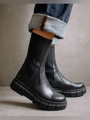 ALOHAS Armor Black Leather Chunky Platform Chelsea Boots 6.5 $240 thumbnail 2
