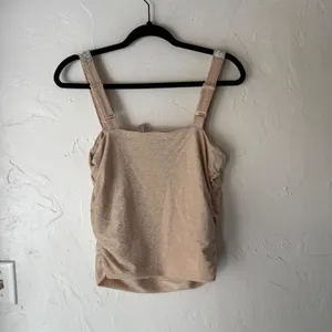 Willow & Root Women's Sparkle‎ Rhinestone Strap Ruched Tank Top Champagne Small thumbnail 6