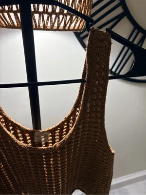 wild fable Brown Crochet Scoop Neck Crop Top thumbnail 4