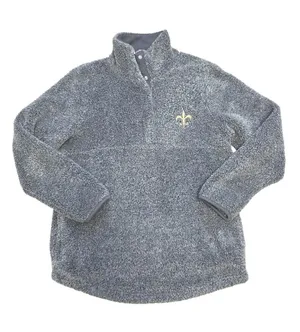 New Orleans Saints womens fuzzy snap pullover gold fleur de lis Logo Size Small thumbnail 1