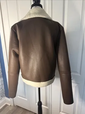 CHICME Women’s Faux-Shearling Biker Jacket in Coffee thumbnail 6
