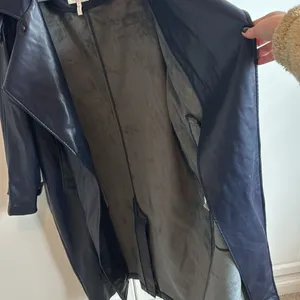 Faux Leather Navy Trench Coat thumbnail 6