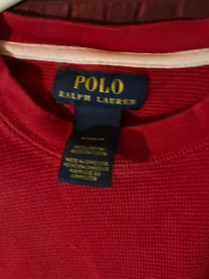 Red Thermal Polo Ralph Lauren Waffle Long Sleeve Shirt thumbnail 2